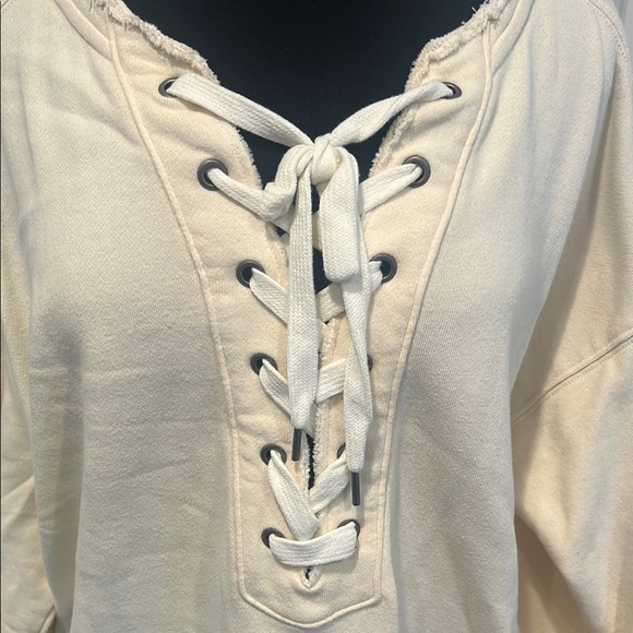 Aerie Cream Lace-Up Sweatshirt - Picture 2 of 5